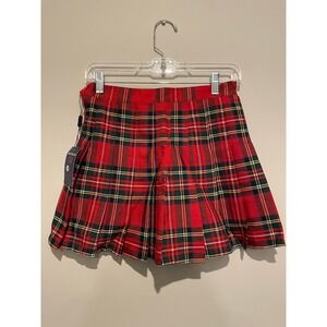 AA YOU AG Red Plaid Pleated Mini Skirt Tartan Schoolgirl Preppy Womens Size S